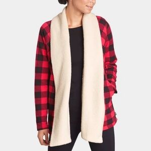 Eddy Bauer Women's Cabin Fleece Cardigan - Buffalo Check Size Small